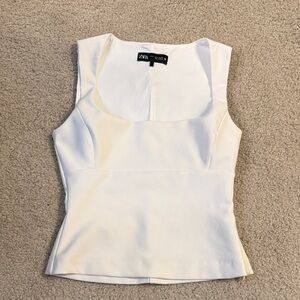 Zara Women's Cream Sleeveless Blouse